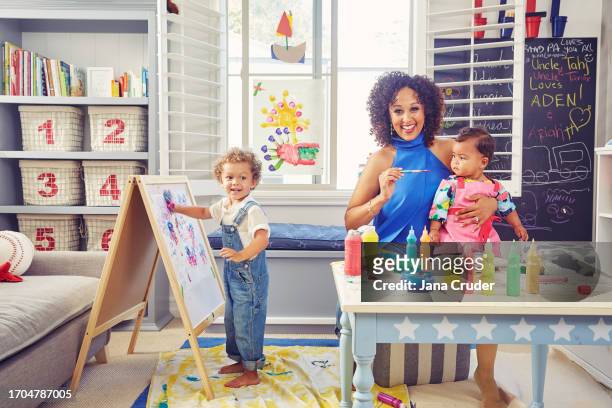 Actor Tia Mowry-Housley is photographed with her children Aden and Ariah for People Magazine on June 7, 2016 in Los Angeles, California. PUBLISHED...