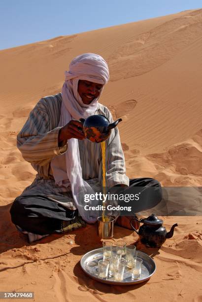 Tuareg making tea, Sebha, Lybia.