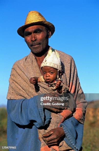 Madagascar father and son, Ambalavao, Madagascar.