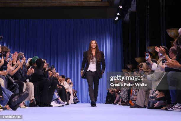 Olivier Rousteing walks the runway during the Balmain Womenswear Spring/Summer 2024 show as part of Paris Fashion Week on September 27, 2023 in...