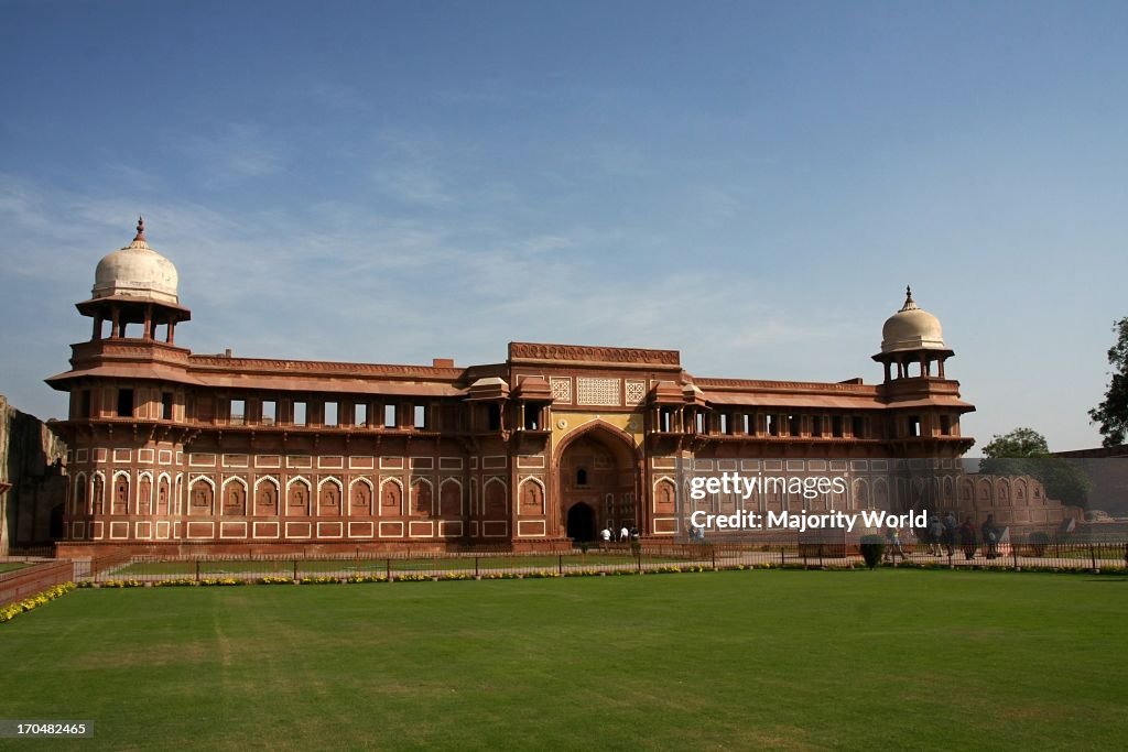 The Agra Fort, also known as Lal Qila, is located about two and