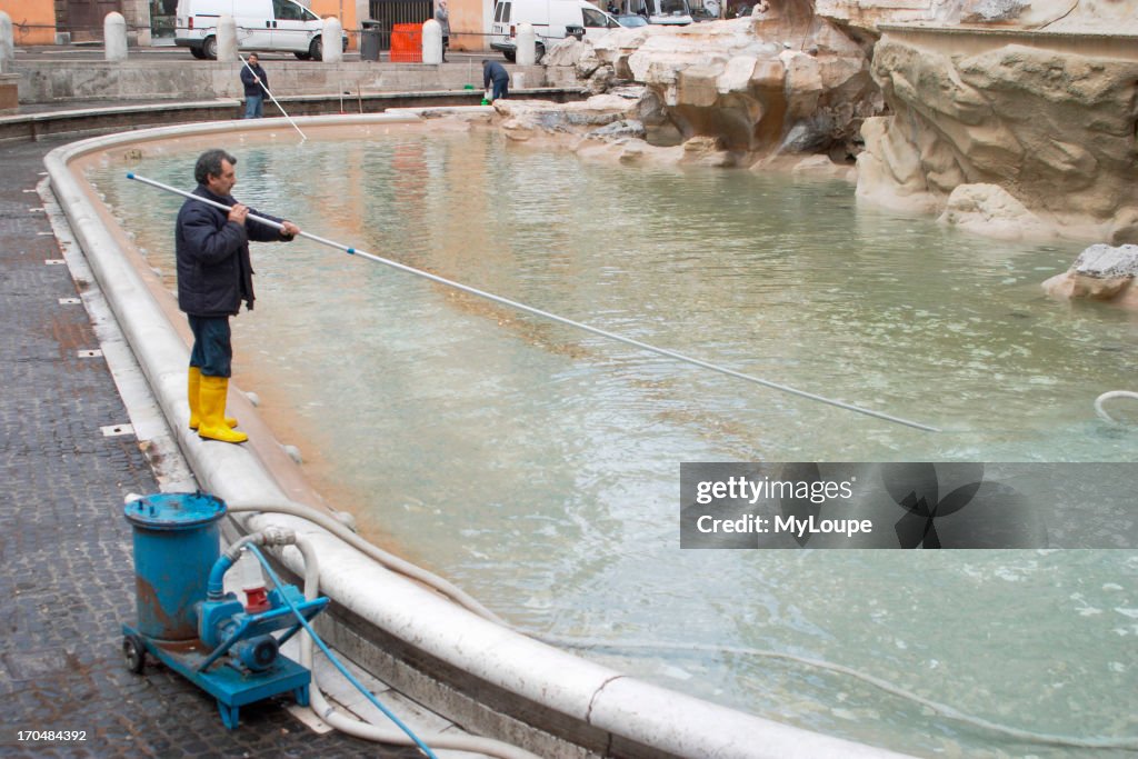 Workers Cleaning Trevi Fountain, Rome