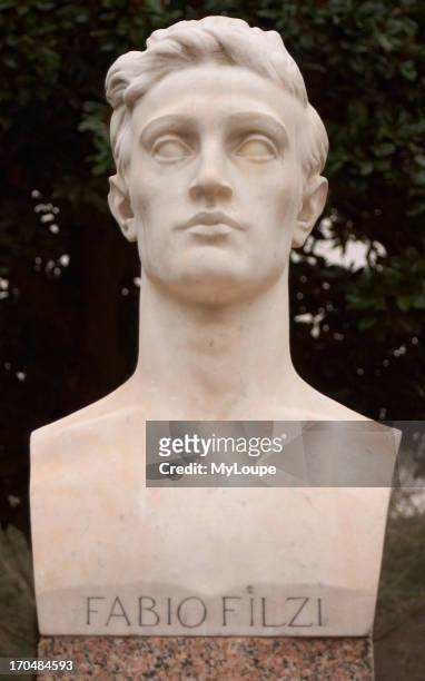 Statue of Fabio Filzi in the grounds of the Villa Borghese, Borghese Park, Rome.