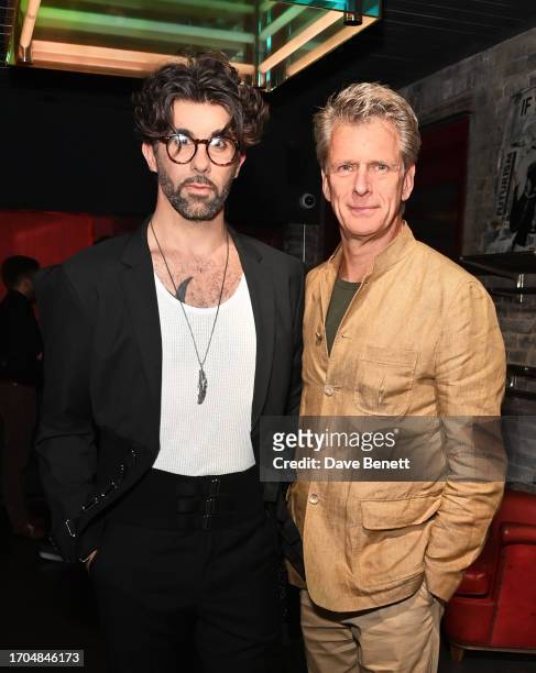 Simon Lipkin and Andrew Castle attend the press night after party for "Derren Brown Presents: Unbelievable" at Sophie's Soho on September 27, 2023 in...