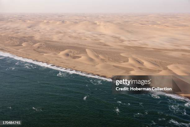 Namibian desert meets atlantic ocean .