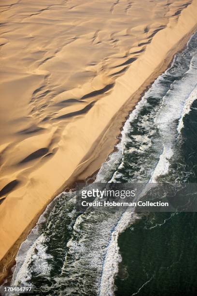 Namibian desert meets atlantic ocean .