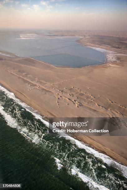 Namibian desert meets atlantic ocean .