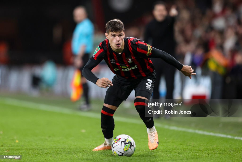 Milos Kerkez of Bournemouth during the Carabao Cup Third Round match