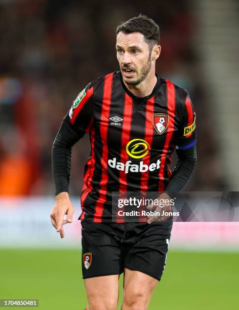 Adam Smith of Bournemouth during the Carabao Cup Third Round match between AFC Bournemouth and Stoke City at Vitality Stadium on September 27, 2023...