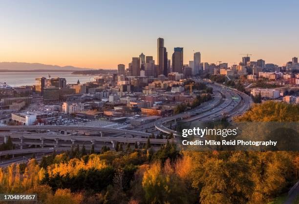 seattle cityscape from rizal park beacon hill - seattle ferry stock pictures, royalty-free photos & images