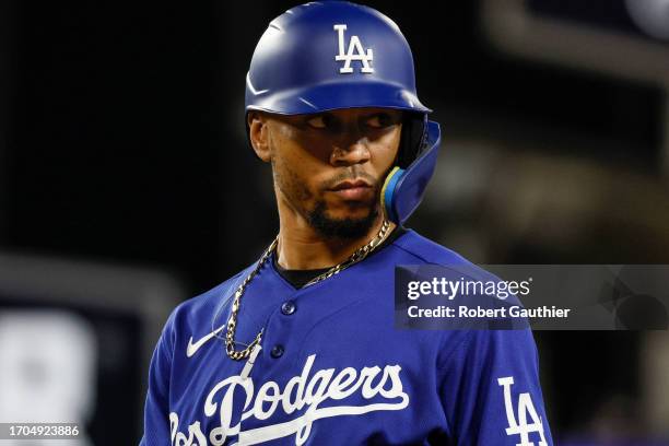 Los Angeles, CA, Monday, September 18, 2023 - Dodgers outfielder Mookie Betts during a game against the Detroit Tigers at Dodger Stadium.