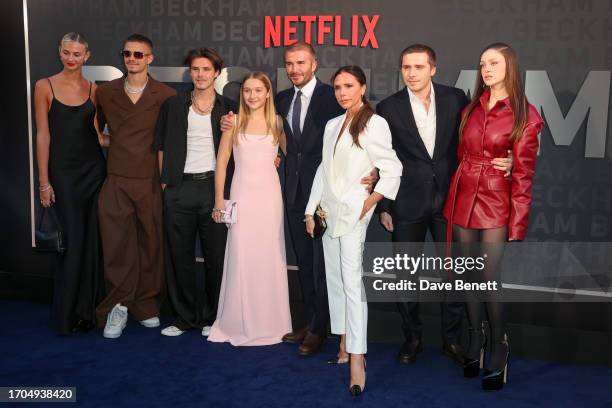 Mia Regan, Romeo Beckham, Cruz Beckham, Harper Beckham, David Beckham, Victoria Beckham, Brooklyn Beckham and Nicola Peltz attend the UK Premiere of...