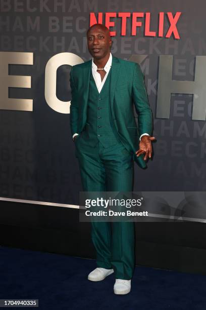 Sir Ozwald Boateng attends the UK Premiere of "Beckham" at The Curzon Mayfair on October 3, 2023 in London, England.