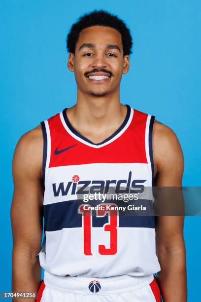 Jordan Poole of the Washington Wizards poses for a head shot during 2023-24 NBA Media Day on October 2, 2023 at Entertainment & Sports Arena in...