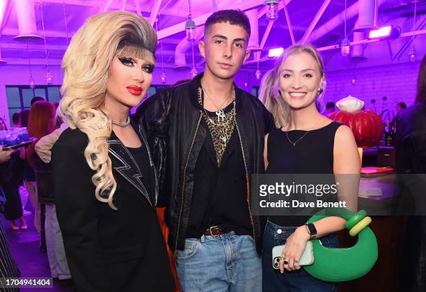 Jodie Harsh, Lewys Ball and Hayley Morris attend The Beauty of Age presented by Kiehl's Supper Club at Bistrotheque on October 3, 2023 in London,...
