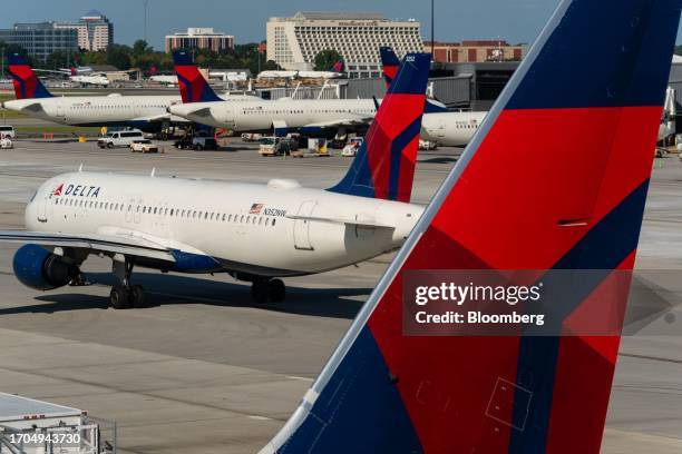 Delta planes on the tarmac at Hartsfield-Jackson Atlanta International Airport in Atlanta, Georgia, US, on Monday, Oct. 2, 2023. The FAA's authority...