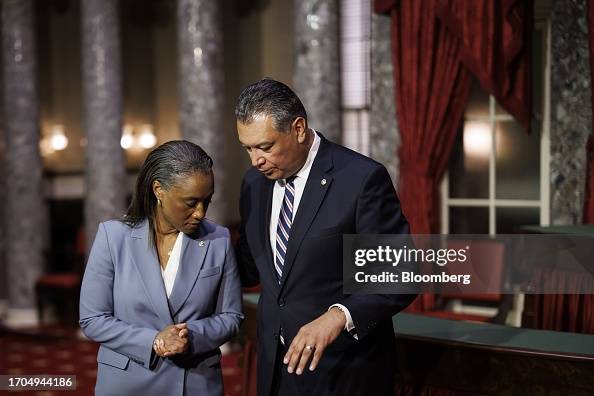 Calif Senators Senator-Designate Laphonza Butler, a Democrat from California, left ...