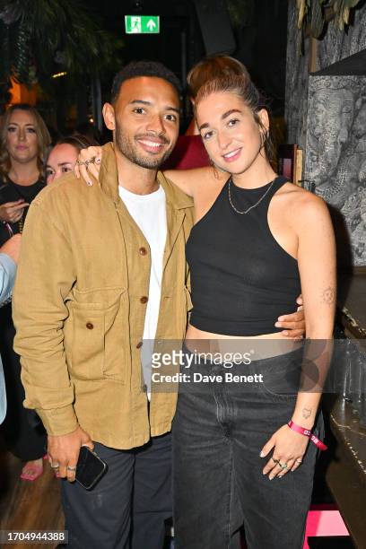 Liam MacDevitt and Harriet Rose attend the press launch for BBC's "Survivor" at Laki Kane Bar on October 3, 2023 in London, England.