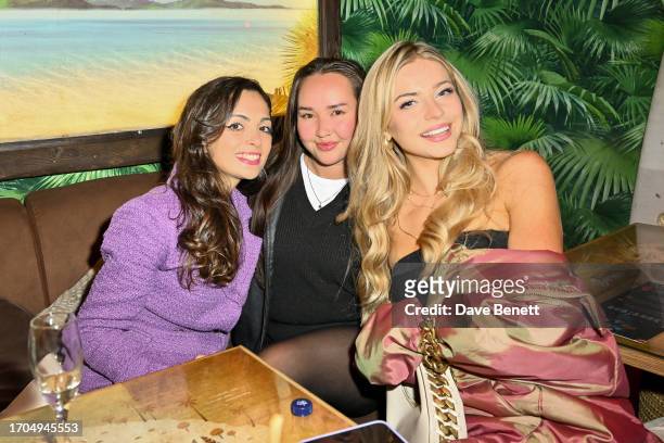 Alyssa Chan , Alex Gray and guest attend the press launch for BBC's "Survivor" at Laki Kane Bar on October 3, 2023 in London, England.