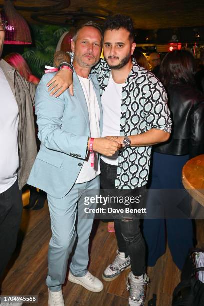 Kieran Tompsett and Wilfred Webster attend the press launch for BBC's "Survivor" at Laki Kane Bar on October 3, 2023 in London, England.
