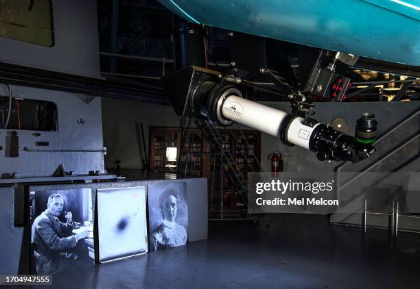 Photographs of Astronomers Edwin Hubble and Henrietta Swan Leavitt are on display inside the Mount Wilson Observatory. In the middle is a photograph,...