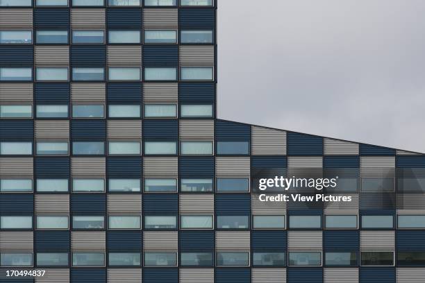 Detail of facade, Scheepvaart en Transport College, Rotterdam, Netherlands, Architect: Neutelings Riedijk, 2005.