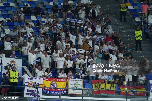 Supporters of Real Madrid during the Champions League Group C match between SSC Napoli and Real Madrid CF at Stadio Diego Armando Maradona on October...