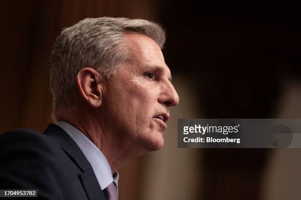 Representative Kevin McCarthy, a Republican from California, at the US Capitol in Washington, DC, US, on Tuesday, Oct. 3, 2023. Republican Kevin...