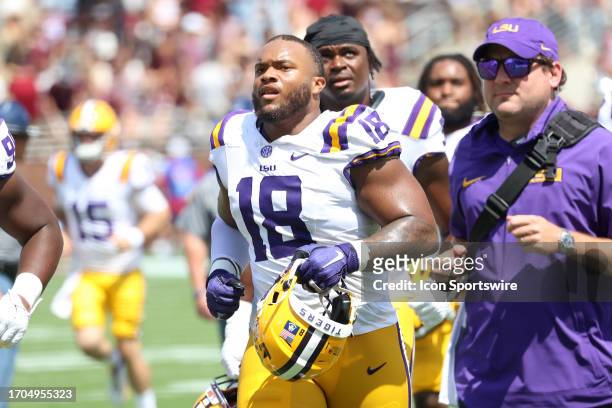 Tigers defensive tackle Mekhi Wingo during the game between the Mississippi State Bulldogs and the LSU Tigers on September 16, 2023 at Davis Wade...