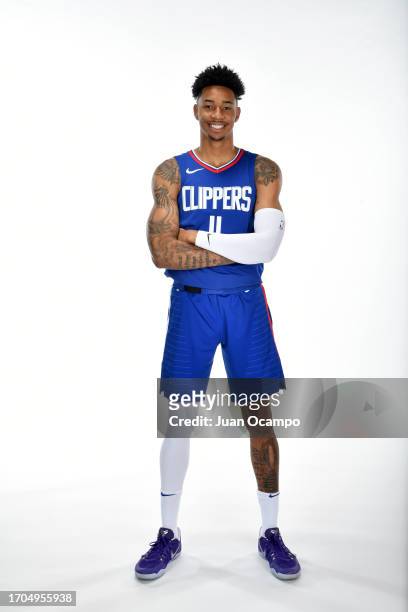John Wall of the LA Clippers poses for a portrait during 2023-24 NBA media day on October 2, 2023 at the Honey Training Center in Playa Vista,...