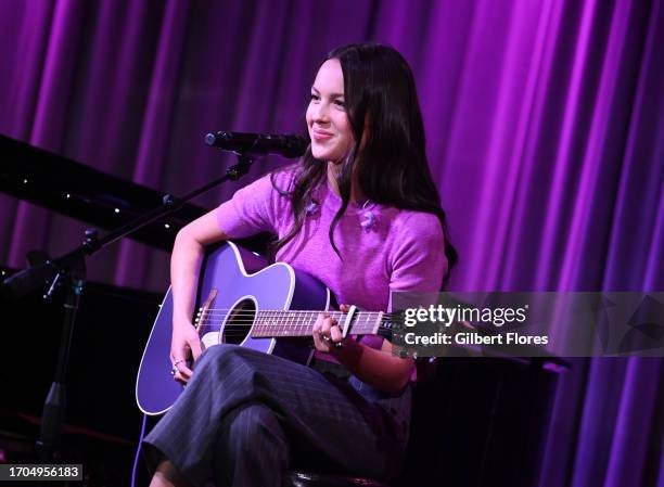 Olivia Rodrigo performs onstage at The Drop: Olivia Rodrigo at The GRAMMY Museum on October 3, 2023 in Los Angeles, California