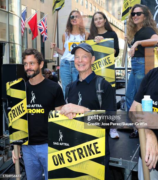 Jill Hennessy, Megan Boone, Margarita Levieva, Hugh Dancy and Bill Irwin are seen on the SAG-AFTRA picket line on October 03, 2023 in New York City.