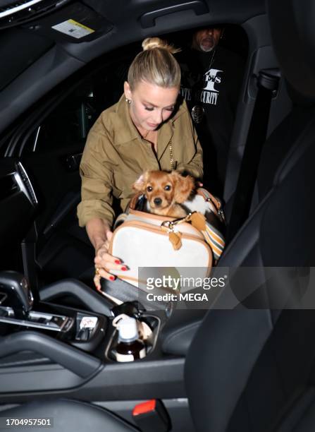 Julianne Hough is seen picking up her pup on October 3, 2023 in West Hollywood, California.
