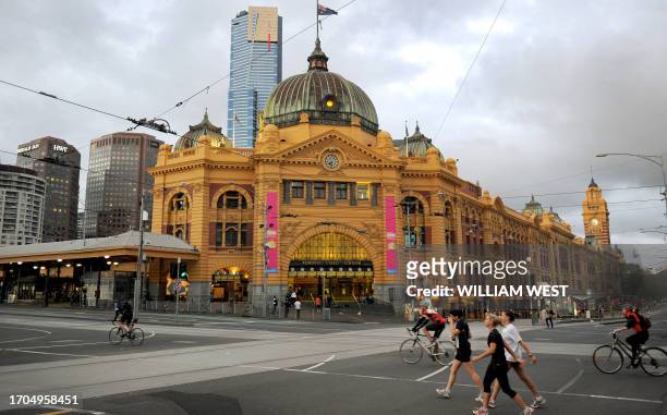 Photo taken April 2, 2010 shows Melbourne's Flinders Street Station which is the central railway station of the suburban rail network of Melbourne....