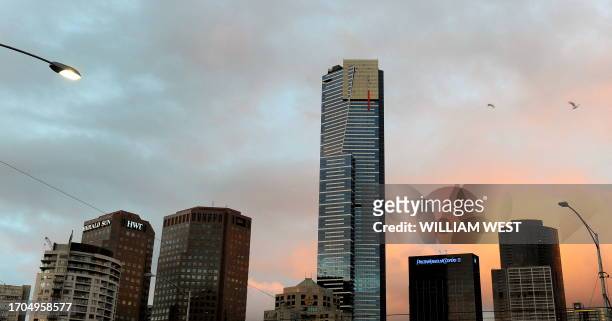 Photo taken April 2, 2010 shows the Eureka Tower which is a 300-metre skyscraper located in the Southbank precinct of Melbourne and completed in...
