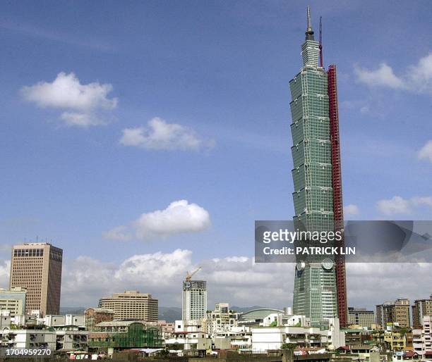 The five-story Taipei 101 Mall is situated in front of the 508-meter Taipei 101, the tallest building in the world, 14 November 2003. The 101-level...