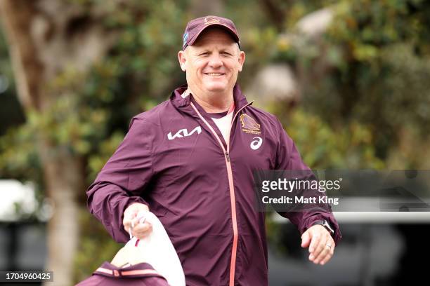 Broncos coach Kevin Walters arrives ahead of a Brisbane Broncos NRL training session at Leichhardt Oval on September 28, 2023 in Sydney, Australia.