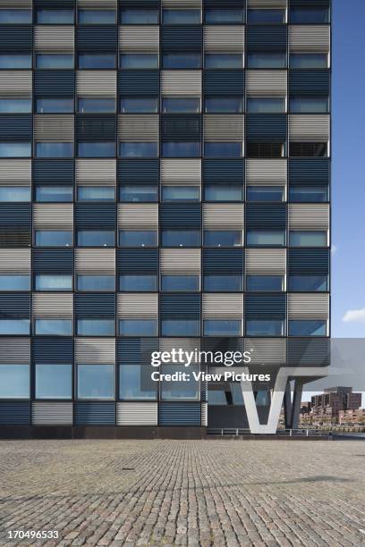 Detail of facade, Scheepvaart en Transport College, Rotterdam, Netherlands, Architect: Neutelings Riedijk, 2005.