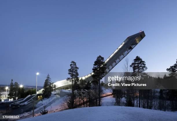 Dusk shot from behind, Holmenkollen Ski Jump, Ski Jump, Europe, Norway JDS Architects.