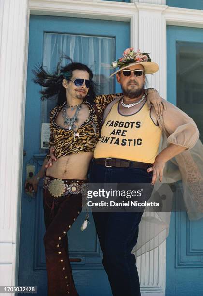 Local residents Harmodius and Hoti pose for a photo during the Castro Street Fair, San Francisco, August, 1975.