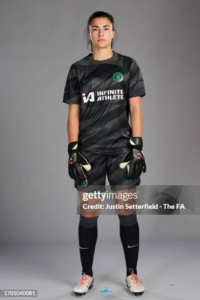 Zecira Musovic of Chelsea poses during the Super League Headshots 2023/24 portrait session on September 13, 2023 in London, England.