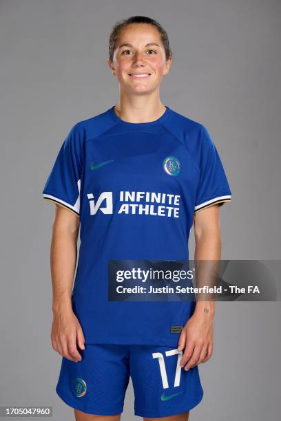 Jessie Fleming of Chelsea poses during the Super League Headshots 2023/24 portrait session on September 13, 2023 in London, England.