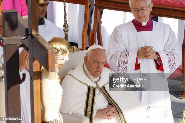 Pope Francis celebrates a mass for the opening of the XVI General Assembly of the Synod of Bishops, at St. Peter's Square in Vatican City, Vatican on...