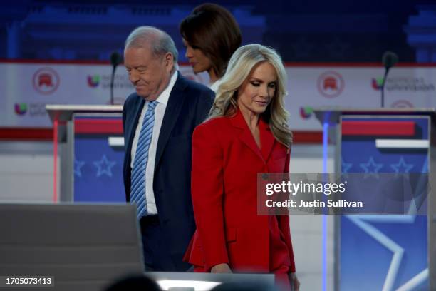 Debate moderators Fox News host Dana Perino and Fox Business Network host Stuart Varney arrive for the FOX Business Republican Primary Debate at the...