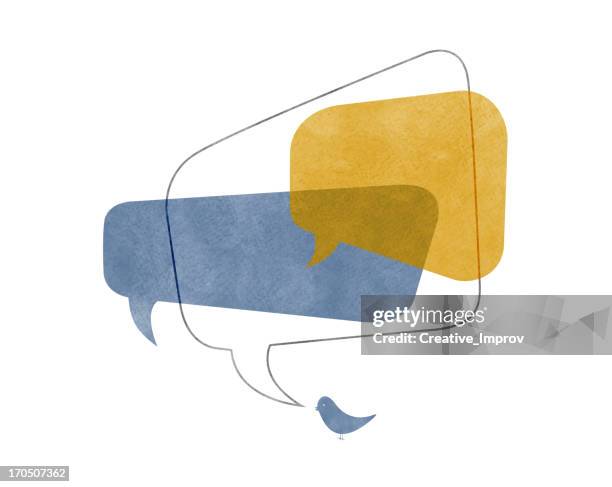 three overlapping speech bubbles - ven diagram infographic stock illustrations