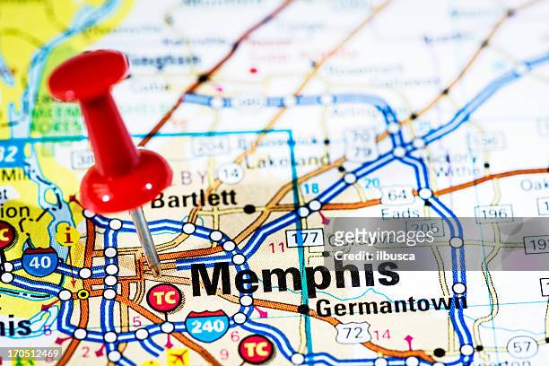 us cities on map series: memphis, tennessee - memphis tennessee stockfoto's en -beelden