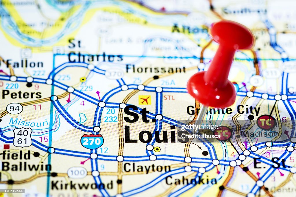 US cities on map series: St. Louis, Missouri