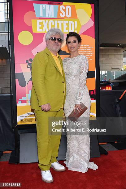 Filmmaker Pedro Almodovar and actress Blanca Suarez arrive at the 2013 Los Angeles Film Festival Opening Night Gala Premiere of "I'm So Excited" at...