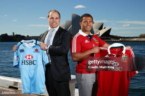 Former internationals Phil Waugh and Jason Robinson attend the HSBC Sydney Long Lunch Media Session at Museum of Contemporary Art on June 14, 2013 in...