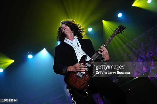 Joe Perry of Aerosmith performs at the Songwriters Hall of Fame 44th Annual Induction and Awards Dinner at the New York Marriott Marquis on June 13,...